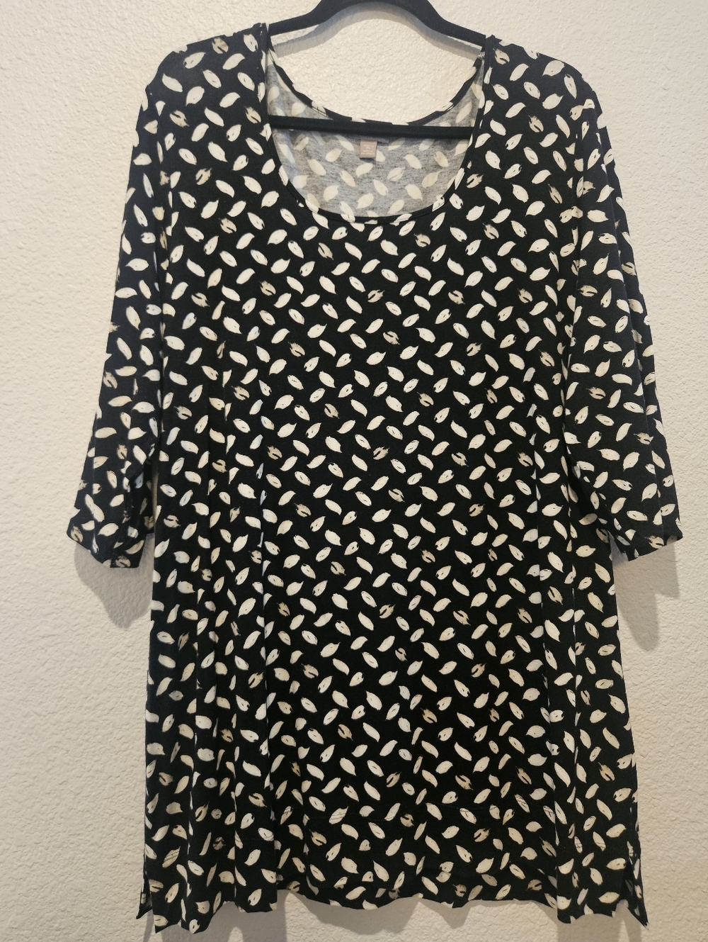 J Jill Wearever Printed Long Line 3/4 Sleeve Tunic Blouse Top Size XL
